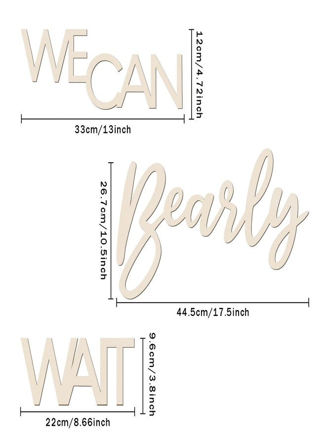 Longan Craft We Can Bearly Wait Sign Baby Shower Decorations, Large Wooden Banner We Can Bearly Wait Sign for Backdrop Gender Reveal Party Girl Boy Baby Bear Theme Party Decoration - Image 2